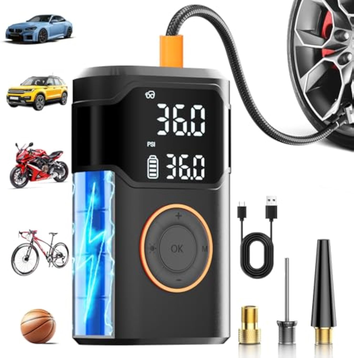 Air Compressor Mini - Automatic Rechargeable Electric Mini Digital Wireless