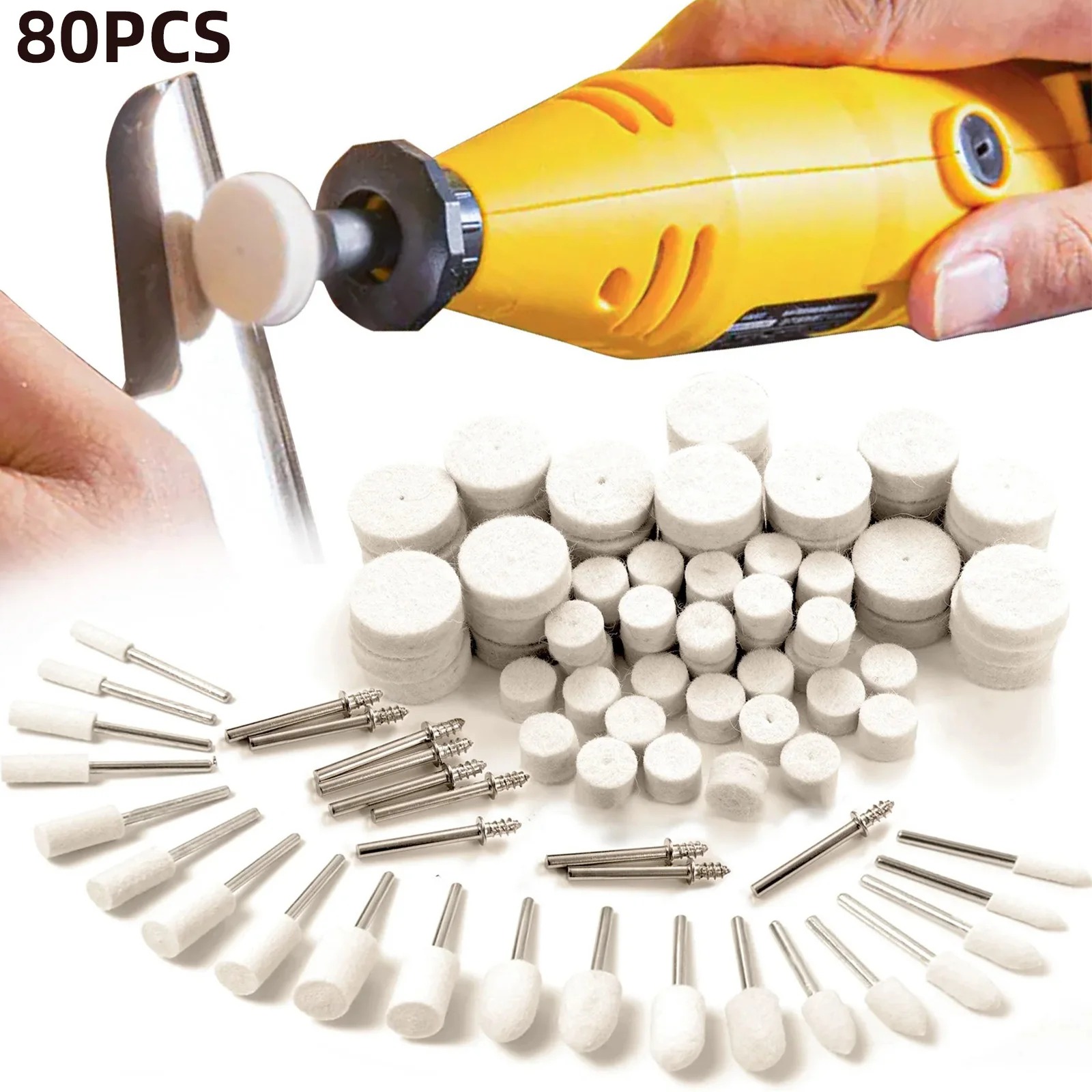 80PCS Wool Felt Buffing Wheel  - огляд і ціна Rotary Tool Kit